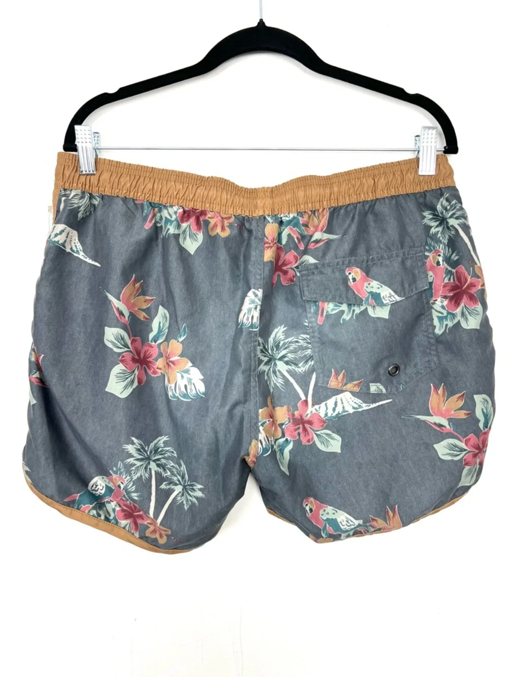 Maamgic Swim Trunks Men's Size Large‎ Grey Brown Floral Drawstring Waist